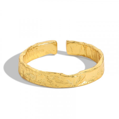 خاتم سطح القمر من الفضة المطلية بالذهب