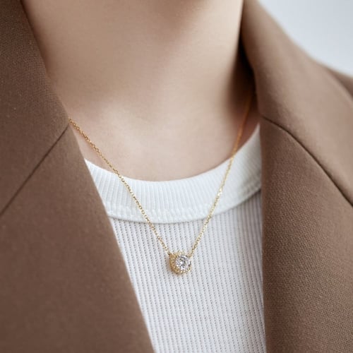 سلسال دايموند من احجار الـCZ والفضة المطلية بالذهب