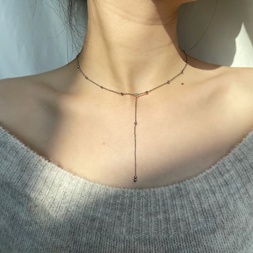 سلسال لونق سنبل من الفضة المطلية بالروديوم