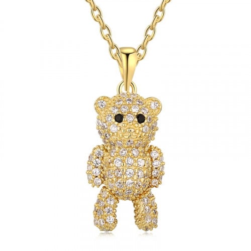 قلادة الدب من الفضة و أحجار الCZ المطلية بالذهب