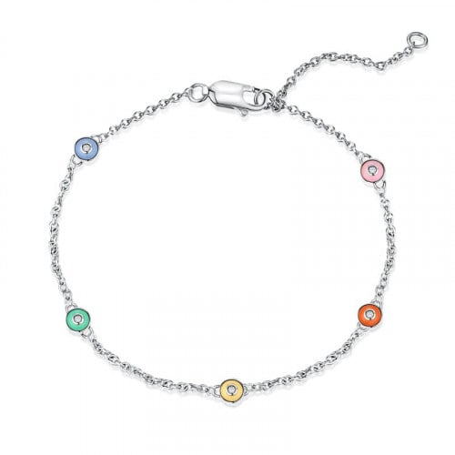 سوار ألوان الطيف من الفضة المطلية بالروديوم