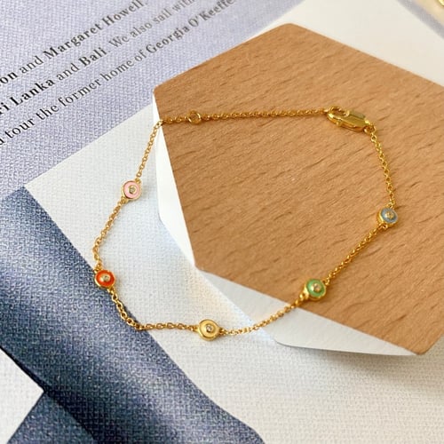 سوار ألوان الطيف من الفضة المطلية بالذهب