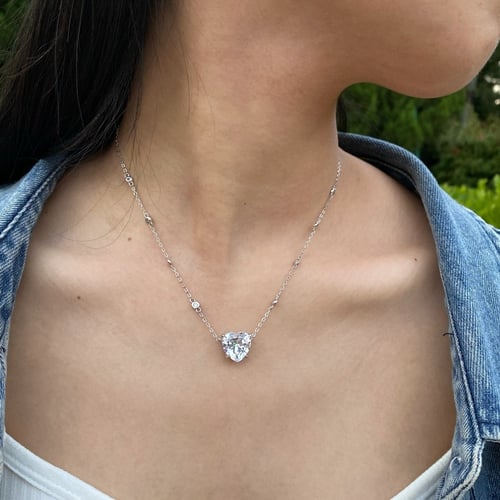 شوكر القلب من الفضة المطلية بالروديوم و أحجار الCZ