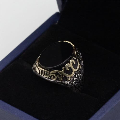 خاتم رجالي سلطاني بحجر العقيق اليماني