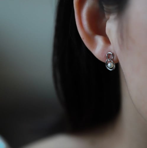 حلق سنبل من اللؤلؤ والفضة المطلية بالذهب