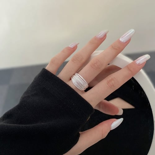 خاتم مرامي من الفضة المطلية بالروديوم