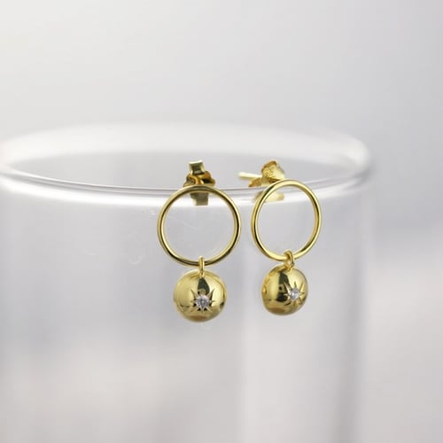 حلق فانسي من الفضة المطلية بالذهب