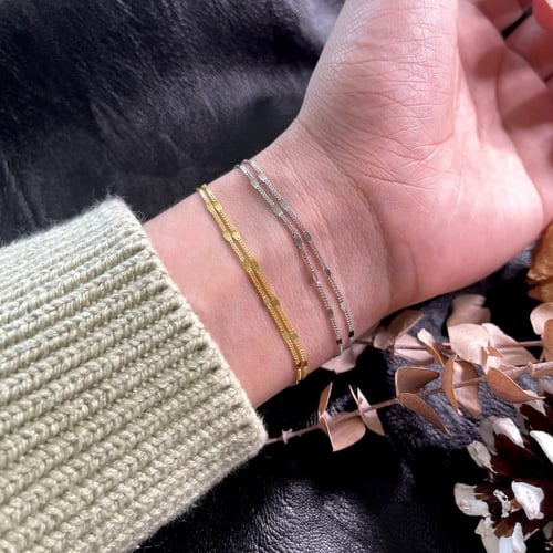 سوار ناعم بدقة طبقتين من الفضة المطلية بالذهب