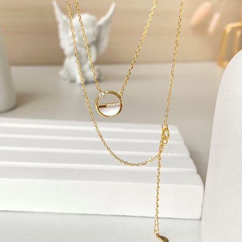 قلادة سنتر من الفضة و صدف البحر و أحجار الCZ