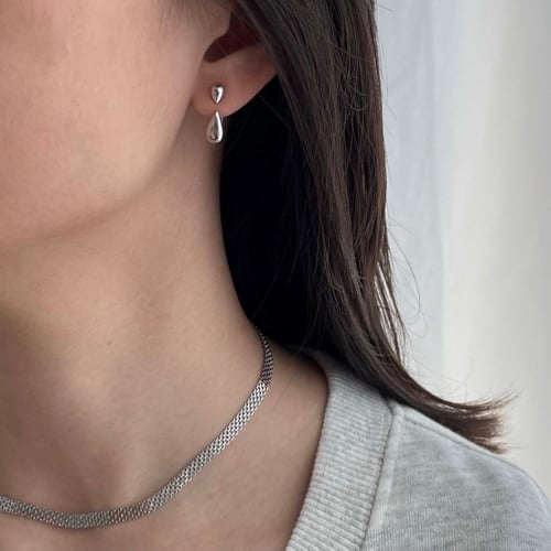 حلق كاجوال من الفضة المطلية بالروديوم