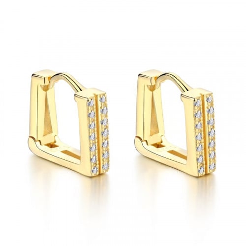 حلق Hoop من احجار الـCZ والفضة المطلية بالذهب