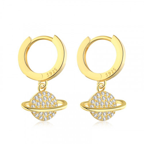 حلق كوكب بأحجار الCZ والفضة المطلية بالذهب