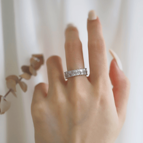 خاتم سوار من احجار الـ CZ والفضة