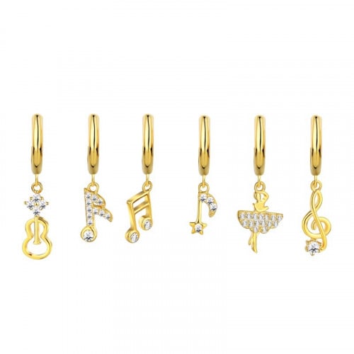 طقم حلق نغم من احجار الـCZ والفضة المطلية بالذهب