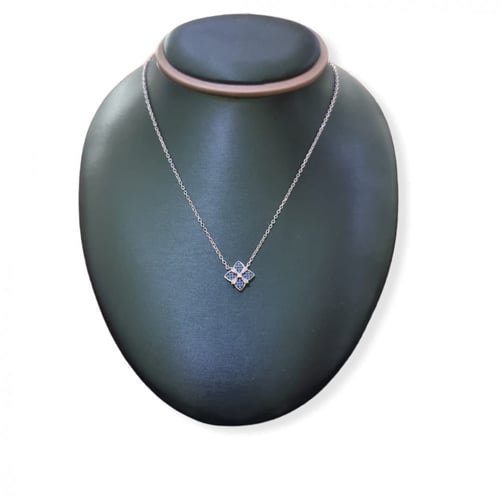 سلسال وردة التركواز من الفضة المطلية بالروديوم