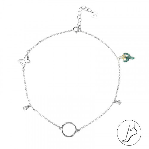 خلخال فراشة من الفضة