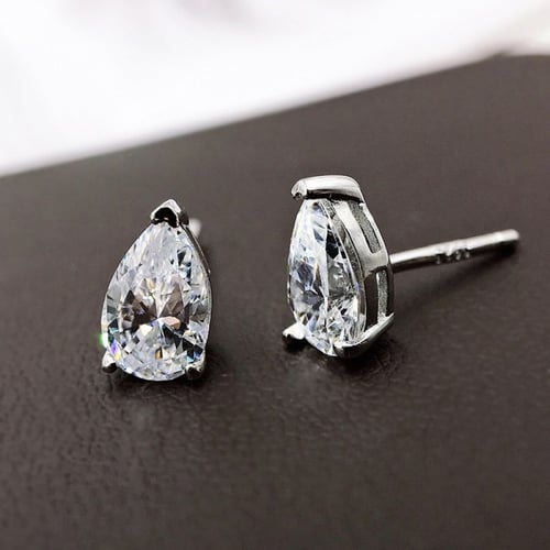 حلق الماسه من الفضة المطلية بالروديوم