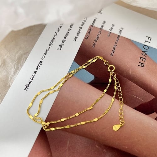 سوار ناعم بدقة طبقتين من الفضة المطلية بالذهب