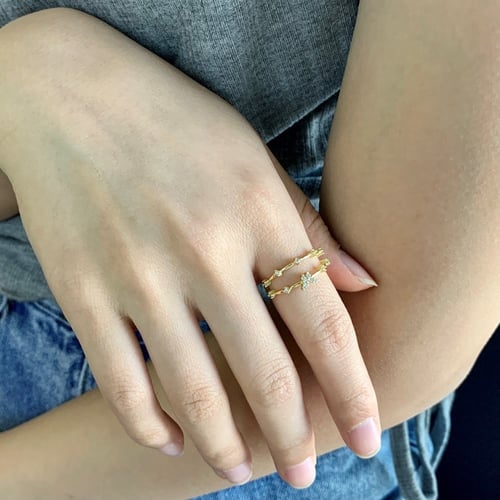 خاتم فراشة تونز من الفضة المطلية بالذهب