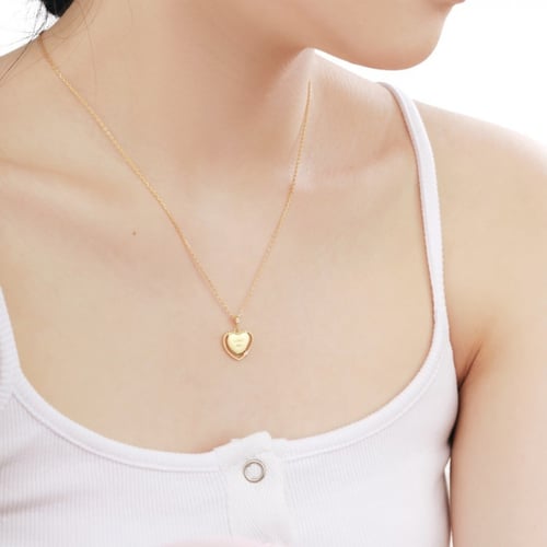 قلادة تحبني من احجار الـCZ والفضة المطلية بالذهب