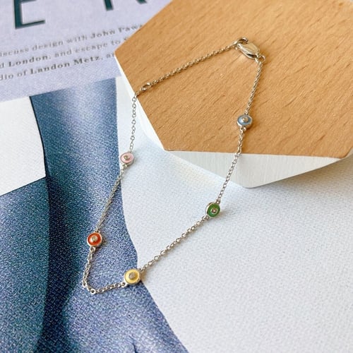 سوار ألوان الطيف من الفضة المطلية بالروديوم