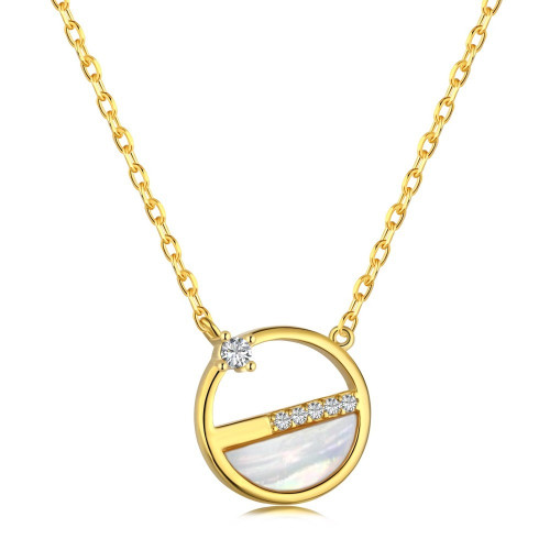 قلادة سنتر من الفضة و صدف البحر و أحجار الCZ