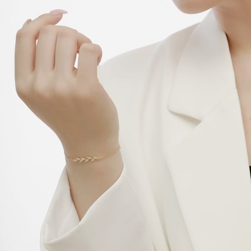 سوار غصن من احجار الـ CZ والفضة المطلية بالذهب