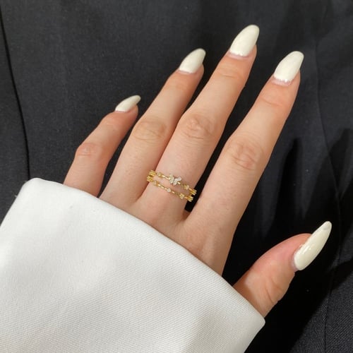 خاتم فراشة تونز من الفضة المطلية بالذهب