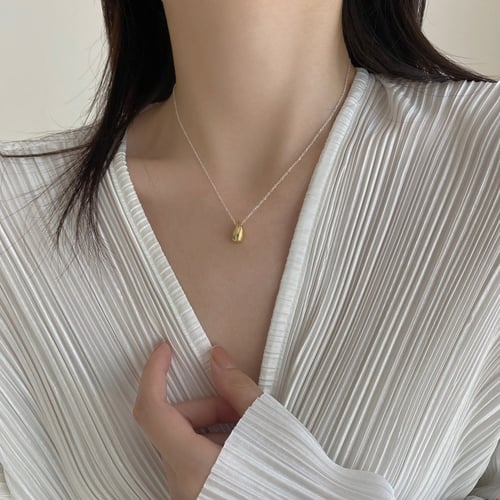 قلادة مودرن الدمعة من الفضة المطلية بالذهب