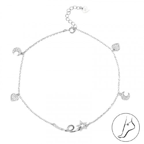 خلخال نجمة وهلال من الفضة