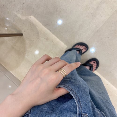 خاتم فيري من احجار الـCZ والفضة المطلية بالذهب