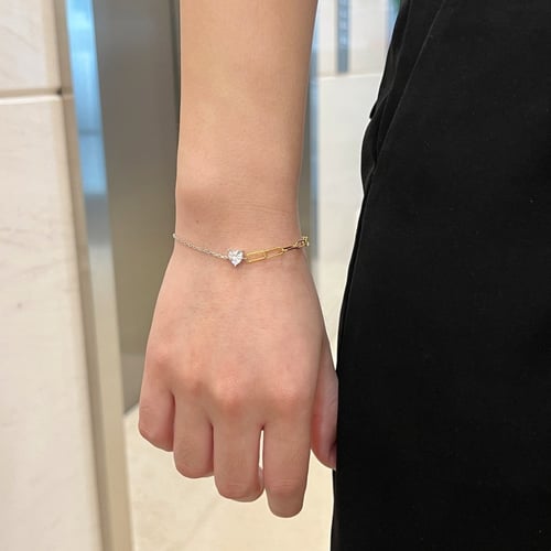 سوار هاف من احجار الـ CZ والفضة المطلية بالذهب