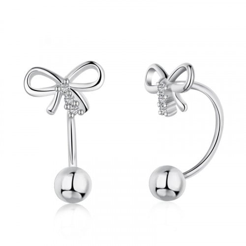 حلق فيونكة من احجار الـCZ و الفضة المطلية بالروديو...