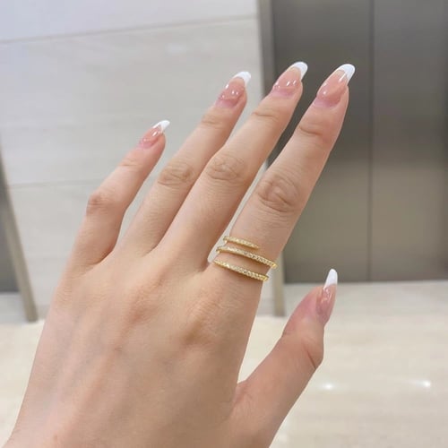 خاتم فيري من احجار الـCZ والفضة المطلية بالذهب