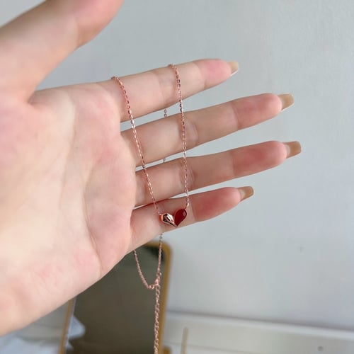 قلادة قلب نصفين من الفضة المطلية بالذهب