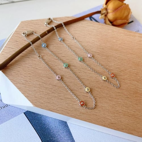 سوار ألوان الطيف من الفضة المطلية بالروديوم