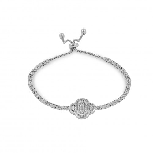 سوار وردة كلوفر من احجار الـ CZ و الفضة المطلية با...