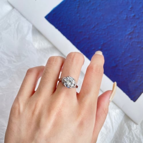 خاتم زهرة روزا من احجار الـ CZ والفضة