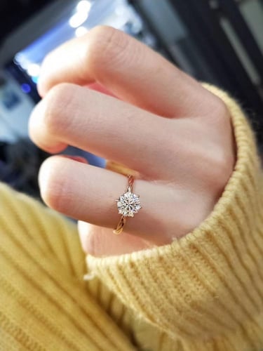 خاتم سوليتير من احجار الـ CZ والفضة