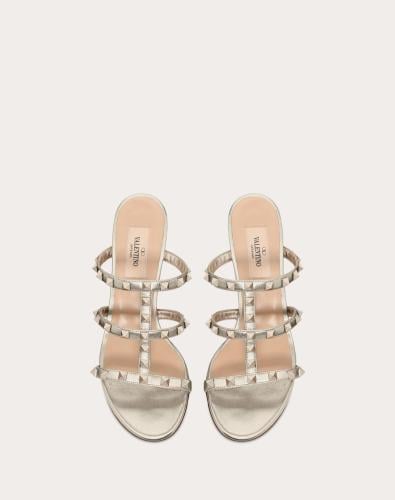 Valentino Garavani Rockstud Slide Sandals in Metal...