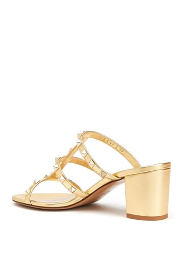 Valentino Garavani Rockstud Slide Sandals in Metal...