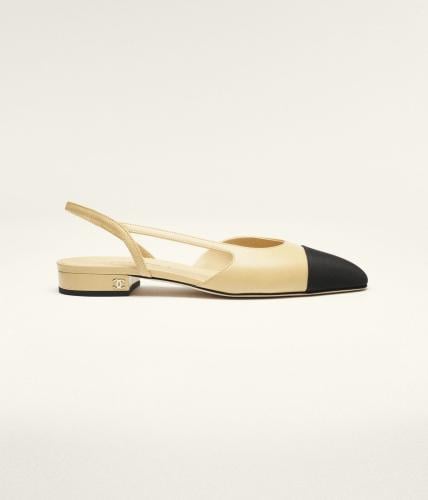 Coco SLINGBACKS Goatskin & Grosgrain Beige & Black