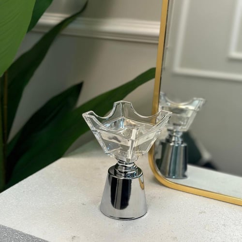 مبخرة كرستال بقاعدة استيل