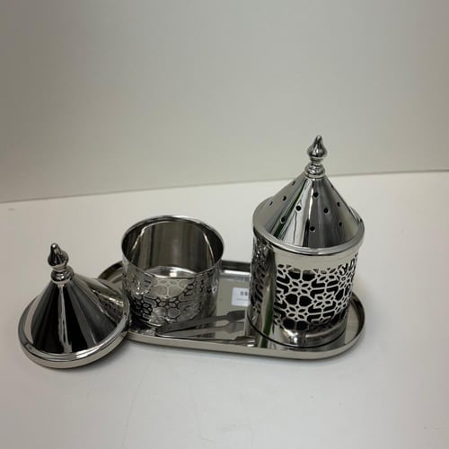 طقم مبخرة هندي فضي