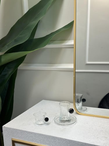 طقم كاسات وفناجيل تركية كرستال اسود