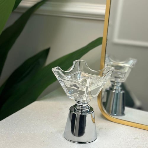 مبخرة كرستال بقاعدة استيل