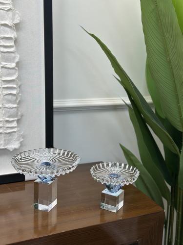 صحن تقديم بكرستال ازرق