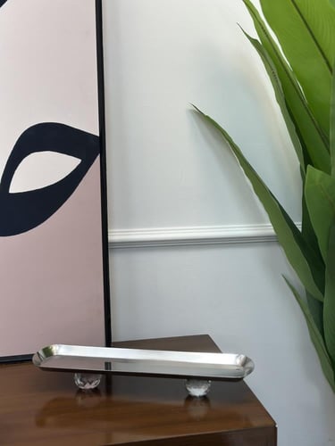 صينية تقديم ستيل بقاعده كرستال