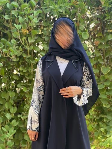 عباية كريب تايواني باكمام لينن شك