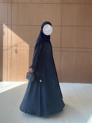 عباية حرير مغسول ياباني كحلي